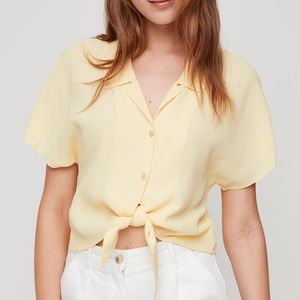 Wilfred Tie-Front Blouse — Short Sleeve